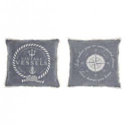 Masser af 2 blå og hvide puder med marine middelhavsfringes, 45 x 10 x 45 cm, seaside stil