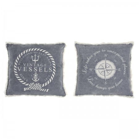 Masser af 2 blå og hvide puder med marine middelhavsfringes, 45 x 10 x 45 cm, seaside stil