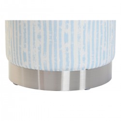 POUF Piede rotondo Posto blu e bianco Stile Mediterraneo Mare Silver Metallo Base in metallo 34x34x40 cm