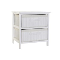 Bedside table 2 drawers White bamboo and paulownia wood 42 x 32 x 45 cm