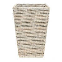 White rattan square black office paper basket
