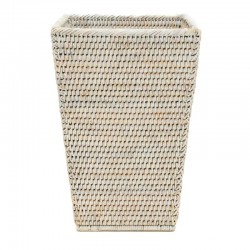 Cesta de papel de escritório preto de rattan branco
