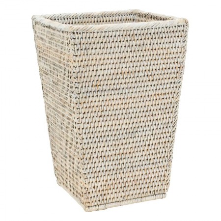 Hvit Rattan Square Black Office Paper Basket