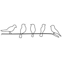 Decoración de la pared de metal 4 pájaros colocados en una rama