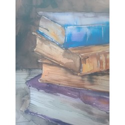 Pair Watercolor Stores Boutique Bookcase, Watercolor Painting Books Wall Decor Framed