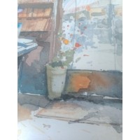 Paar Aquarell speichert Boutique Bücherregal, Aquarellmalerei Bücher Wanddekor Gerahmt