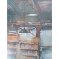 Paio di negozi acquerello Boutique Libreria, acquerello pittura Libri decorazioni a muro incorniciata