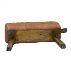Tabouret rectangulaire en cuir pieds en bois