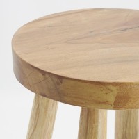 Taburete de madera de teca natural y pies blancos: suavizante Sentado Scandi-Boho y Muebles de madera maciza pequeña