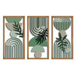 Masser af 3 træmurpaneler - Bohemian Wall Decor med vegetabilsk tema til stue, værelse og kontor