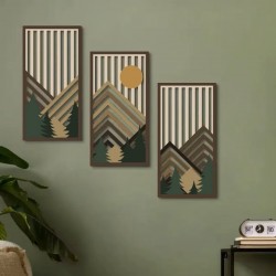 Masser af 3 vægmurpaneler, Wall Decoration Wild Mountain Style Boho