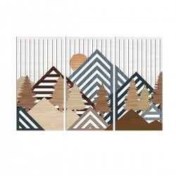 Set of 3 white wooden wall panels, wall decoration wild mountain bohemian style