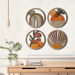 Sett med 4 appelsin Wall Wall-plater, Bohemian Wall Decoration Abstrakte motiver