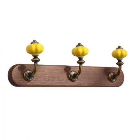 Wall Holder Wall Holder with 3 Red, Green and Yellow Ceramic Hooks