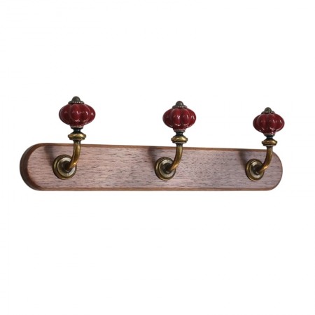 Wandhalter Wandhalter mit 3 roten, grünen und gelben keramischen Haken