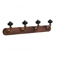 Wall coat coat holder with 4 red, green and yellow ceramic hooks