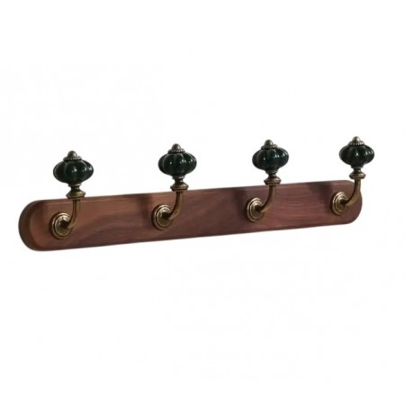 Wall coat coat holder with 4 red, green and yellow ceramic hooks