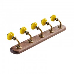 Wandhalterwandhalter mit 5 roten, grünen und gelben keramischen Haken