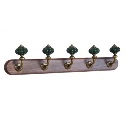 Wall Holder Wall Holder With 5 Red, Green and Yellow Ceramic Hooks