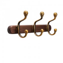Trævægskrog med 3 gyldne metal kroge - Naturlig design Vægfrakker Holder til indgang,