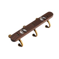 Gancio in legno con 3 ganci in metallo dorati, design a muro di design naturale per ingresso, camera da letto e bagno