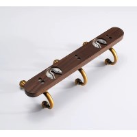 Gancho de pared de madera con 5 ganchos de metal de oro, diseño natural Wallcoat Coat Racks para entrada, dormitorio y baño