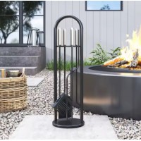 Serviteur de Cheminée en Métal – Lot de 4 Accessoires (Pelle, Balayette, Pince, Tisonnier)