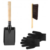 Excavator and broom set with gloves, cleaning kit for fireplace, stove, garden and interior camping / outdoor