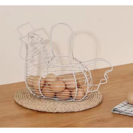 Panier à œufs en métal en forme de poule, Rangement rustique style campagne pour cuisine