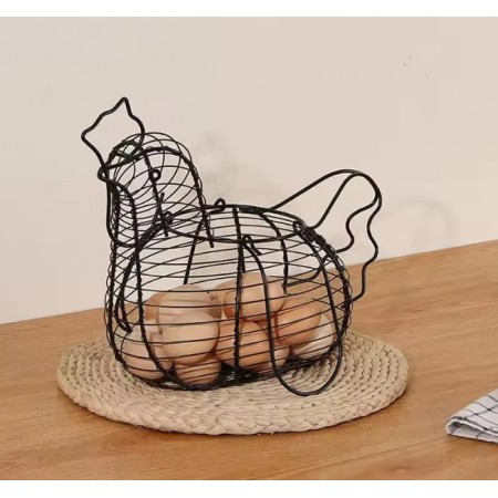 Cesta de ovo de metal em forma de IG, estilo rústico de armazenamento rural
