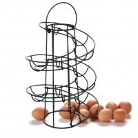 Suporte de armazenamento de ovo de metal preto, estilo de campo de cesta espiral rústica