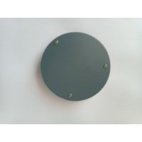 Soporte de vela redondo en vidrio de alivio rojo con fondo de espejo