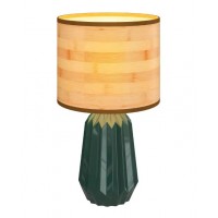 Grønn keramisk bordlampe med sengetøy lampeskjerm, nattbordslampe 40W for soverom og skrivebord