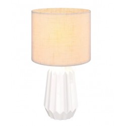 White ceramic table lamp with linen lampshade, bedside lamp and office 40W
