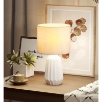 Lámpara de mesa de cerámica blanca con pantalla de lino, lámpara de noche y oficina 40w