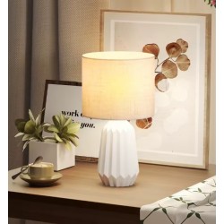 Lâmpada de mesa cerâmica branca com abajur roupa de linho, lâmpada de cabeceira e escritório 40w