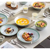 Green Ceramic Ceramic Crocker Set, 16-Room Service til 4 personer