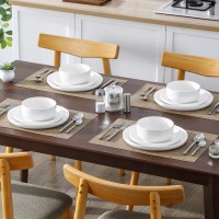 12-teiliger weißer Porzellan-Tischset, Keramikplatten und Schüsseln zum Abendessen und täglichen Gebrauch