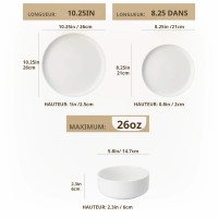 12-piece white porcelain table set, ceramic plates and bowls for dinner and daily use