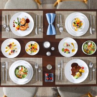 Conjunto de mesa de porcelana blanca de 12 piezas, placas de cerámica y cuencos para la cena y uso diario