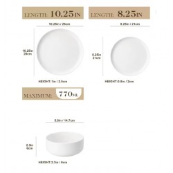 Ensemble de vaisselle 18 pièces en porcelaine et céramique, assiettes et bols pour dîner élégant