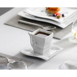Table set 30 pieces porcelain effect marble gray, full service 6 people plates, cups and saucers