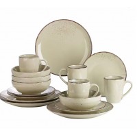 Conjunto de 16 piezas de gres, platos, tazones y tazas de cerámica elegantes
