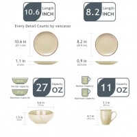 Sett med 16 stykker Beige Stenware, Plater, Skåler og Elegante Keramiske kopper