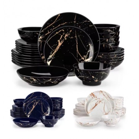 24-delt Kina Dish Door Golden Glazed 6 personer, tallerkener og boller