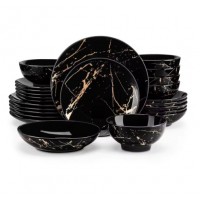 24-delt Kina Dish Door Golden Glazed 6 personer, tallerkener og boller