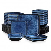 Ceramic Ceramic Square Service 32 Rooms, Plates, Bowls and Dessert Flat for 8 people