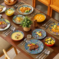 Ceramic tableware tableware 24-piece sandstone, plates, bowls for 6 people