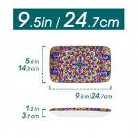 Conjunto de 6 placas de serviço de porcelana retangular