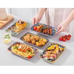 Ensemble de 6 assiettes de service rectangulaires en porcelaine